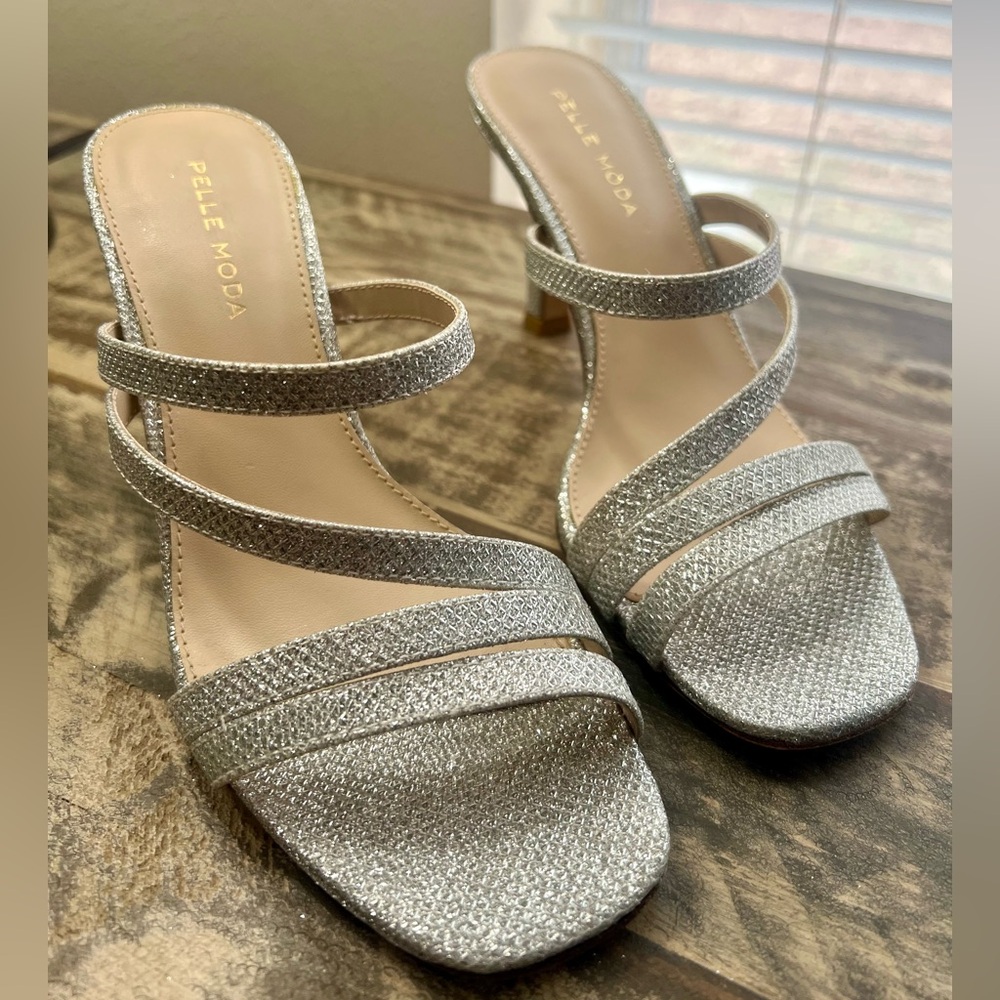 Pelle Moda Silver Strappy Heels